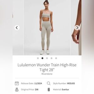 Lululemon Leggings Size 8 Riverstone
Wunder Train High-Rise Tight 28"